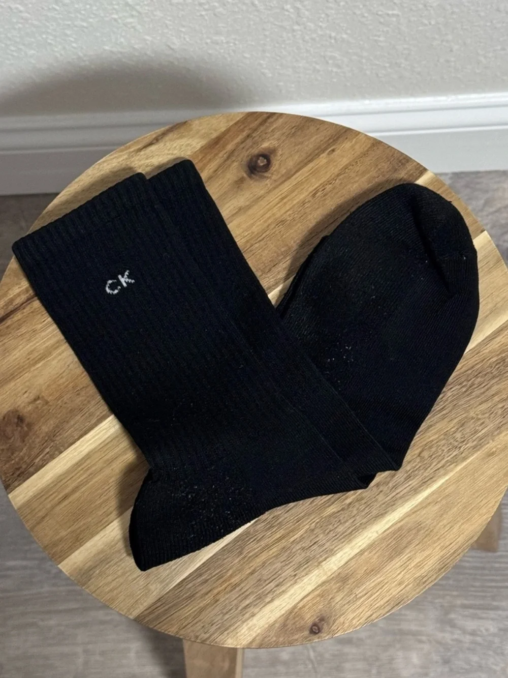 Calvin Klein Black Crew Socks Unisex CK Logo Soft Cotton Blend OSFM